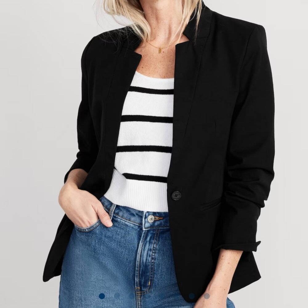 Old Navy Black Notched-Collar Pixie Blazer